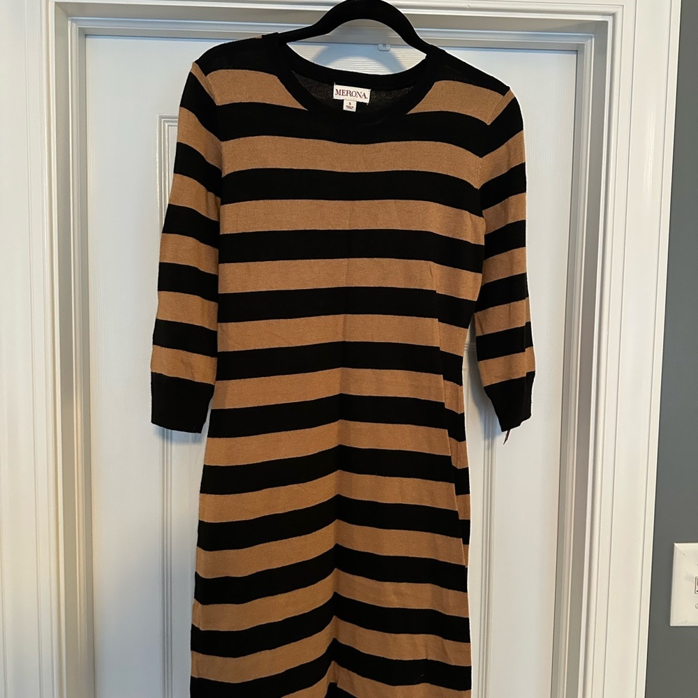 Merona Black and Tan Knit Dress